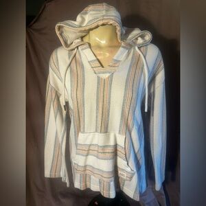 Roxy White and Peach Hooded Baja Pullover